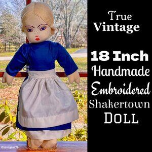 ▪️VTG▪️1980's18 Inch RARE & HARD-TO-FIND Handmade Embroidered Shakertown Doll